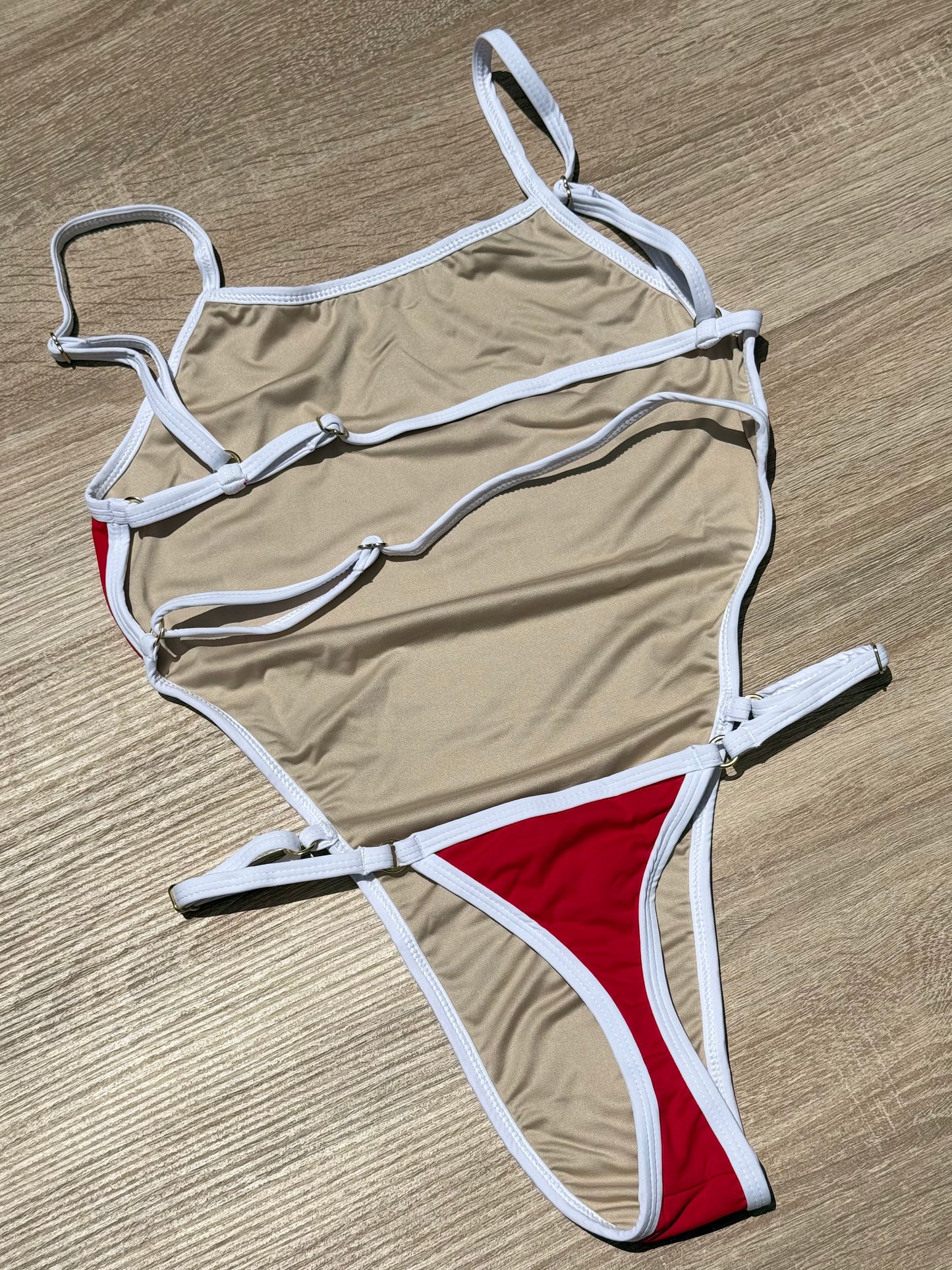 Maillot Mel - échancré / rouge et blanc